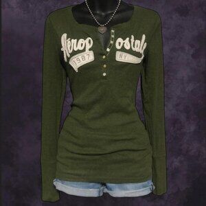 Aeropostale Green Henley